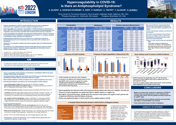 ISTH 2022 Hypercoagulability in COVID-19: Is there an Antiphospholipid Syndrome ?