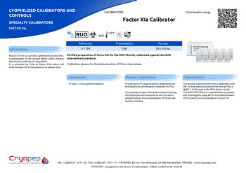 Product sheet Factor XIa Calibrator