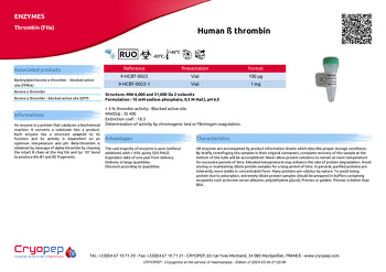 Product sheet Human ß thrombin