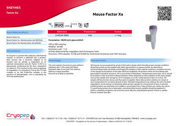 Product sheet Mouse Factor Xa