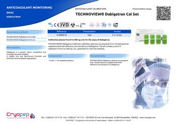 Product sheet TECHNOVIEW® Dabigatran Cal Set