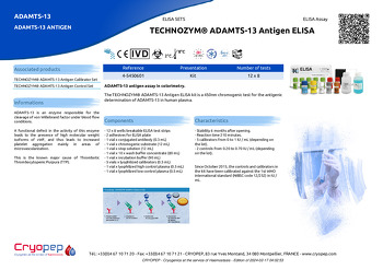 Product sheet TECHNOZYM® ADAMTS-13 Antigen ELISA