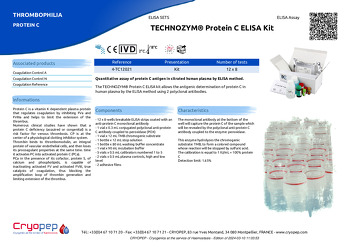 Product sheet TECHNOZYM® Protein C ELISA Kit