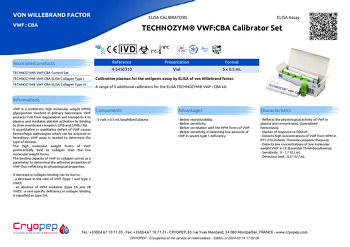 Product sheet TECHNOZYM® VWF:CBA Calibrator Set