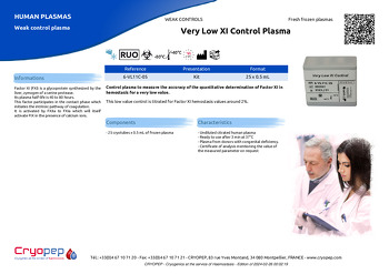 Product sheet Very Low XI Control Plasma