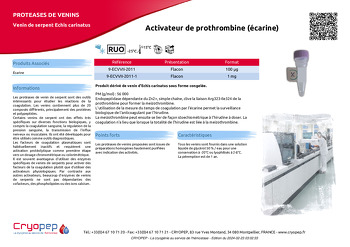 Fiche produit Activateur de prothrombine (écarine)