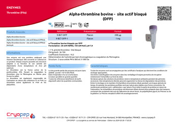 Fiche produit Alpha-thrombine bovine -  site actif bloqué (DFP)