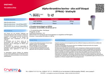 Fiche produit Alpha-thrombine bovine - site actif bloqué (FPRck) - biotinylé