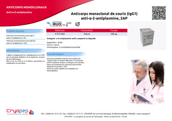 Fiche produit Anticorps monoclonal de souris (IgG1) anti-α-2-antiplasmine, 2AP