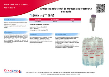 Fiche produit Anticorps polyclonal de mouton anti-Facteur X de souris