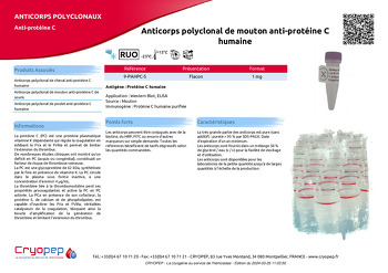 Fiche produit Anticorps polyclonal de mouton anti-protéine C humaine