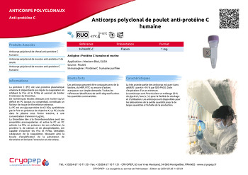 Fiche produit Anticorps polyclonal de poulet anti-protéine C humaine