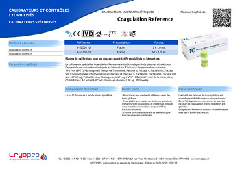 Fiche produit Coagulation Reference