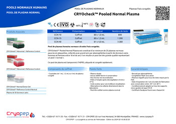 Fiche produit CRYOcheck™ Pooled Normal Plasma