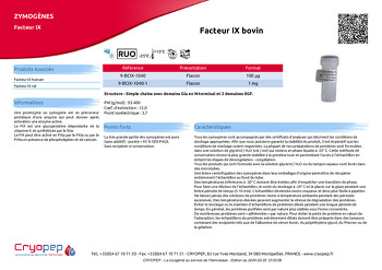 Fiche produit Facteur IX bovin