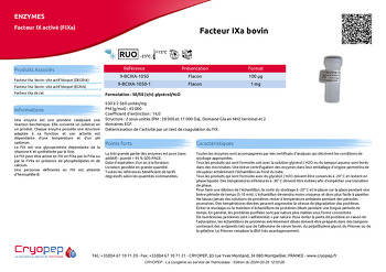 Fiche produit Facteur IXa bovin