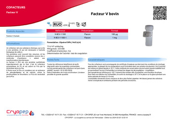 Fiche produit Facteur V bovin