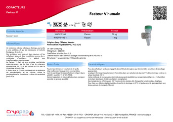 Fiche produit Facteur V humain