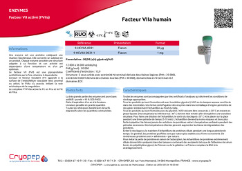 Fiche produit Facteur VIIa humain