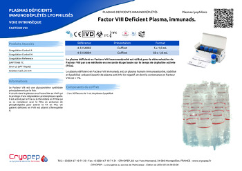 Fiche produit Factor VIII Deficient Plasma, immunads.