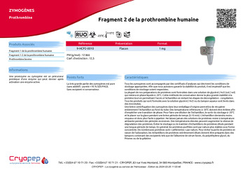 Fiche produit Fragment 2 de la prothrombine humaine