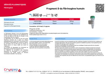 Fiche produit Fragment D du fibrinogène humain