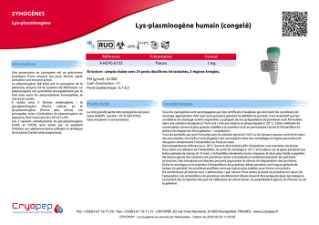 Fiche produit Lys-plasminogène humain (congelé)