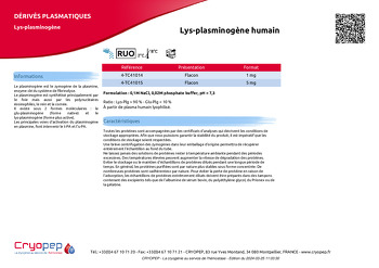 Fiche produit Lys-plasminogène humain