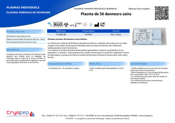 Fiche produit Plasma de 50 donneurs sains