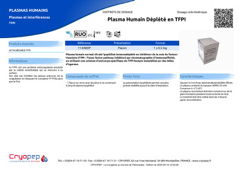 Fiche produit Plasma Humain Déplété en TFPI