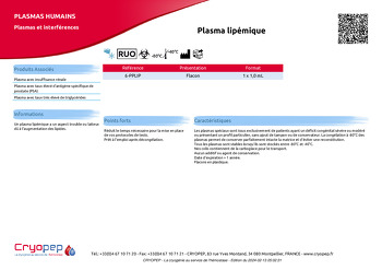 Fiche produit Plasma lipémique