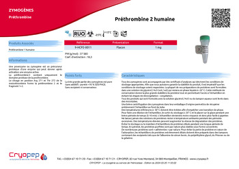 Fiche produit Préthrombine 2 humaine