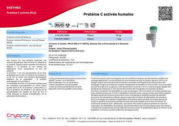 Fiche produit Protéine C activée humaine