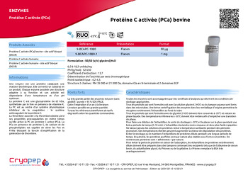 Fiche produit Protéine C activée (PCa) bovine