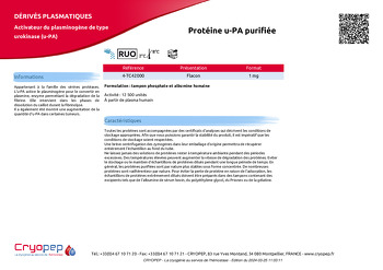 Fiche produit Protéine u-PA purifiée