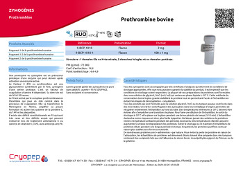 Fiche produit Prothrombine bovine