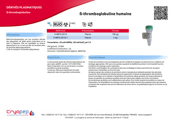 Fiche produit ß-thromboglobuline humaine