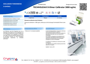 Fiche produit TECHNOLEIA® D-Dimer Calibrator 3000 ng/mL