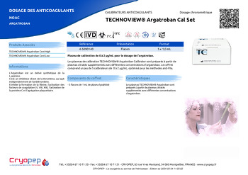 Fiche produit TECHNOVIEW® Argatroban Cal Set