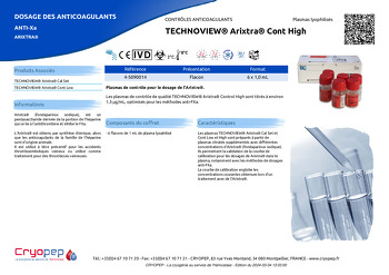 Fiche produit TECHNOVIEW® Arixtra® Cont High