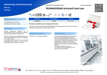 Fiche produit TECHNOVIEW® Arixtra® Cont Low