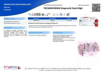 Fiche produit TECHNOVIEW® Orgaran® Cont High