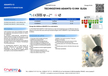 Fiche produit TECHNOZYM® ADAMTS-13 INH  ELISA