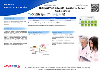 Fiche produit TECHNOZYM® ADAMTS13 Activity / Antigen Calibrator set