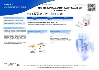 Fiche produit TECHNOZYM® ADAMTS13 Activity/Antigen Control set