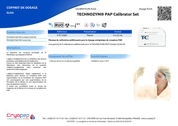 Fiche produit TECHNOZYM® PAP Calibrator Set