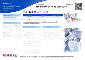 Fiche produit TECHNOZYM® t-PA Ag EDTA ELISA