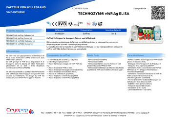 Fiche produit TECHNOZYM® vWF:Ag ELISA