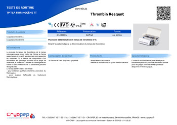 Fiche produit Thrombin Reagent