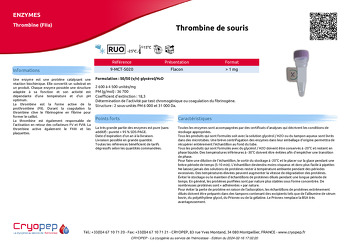 Fiche produit Thrombine de souris